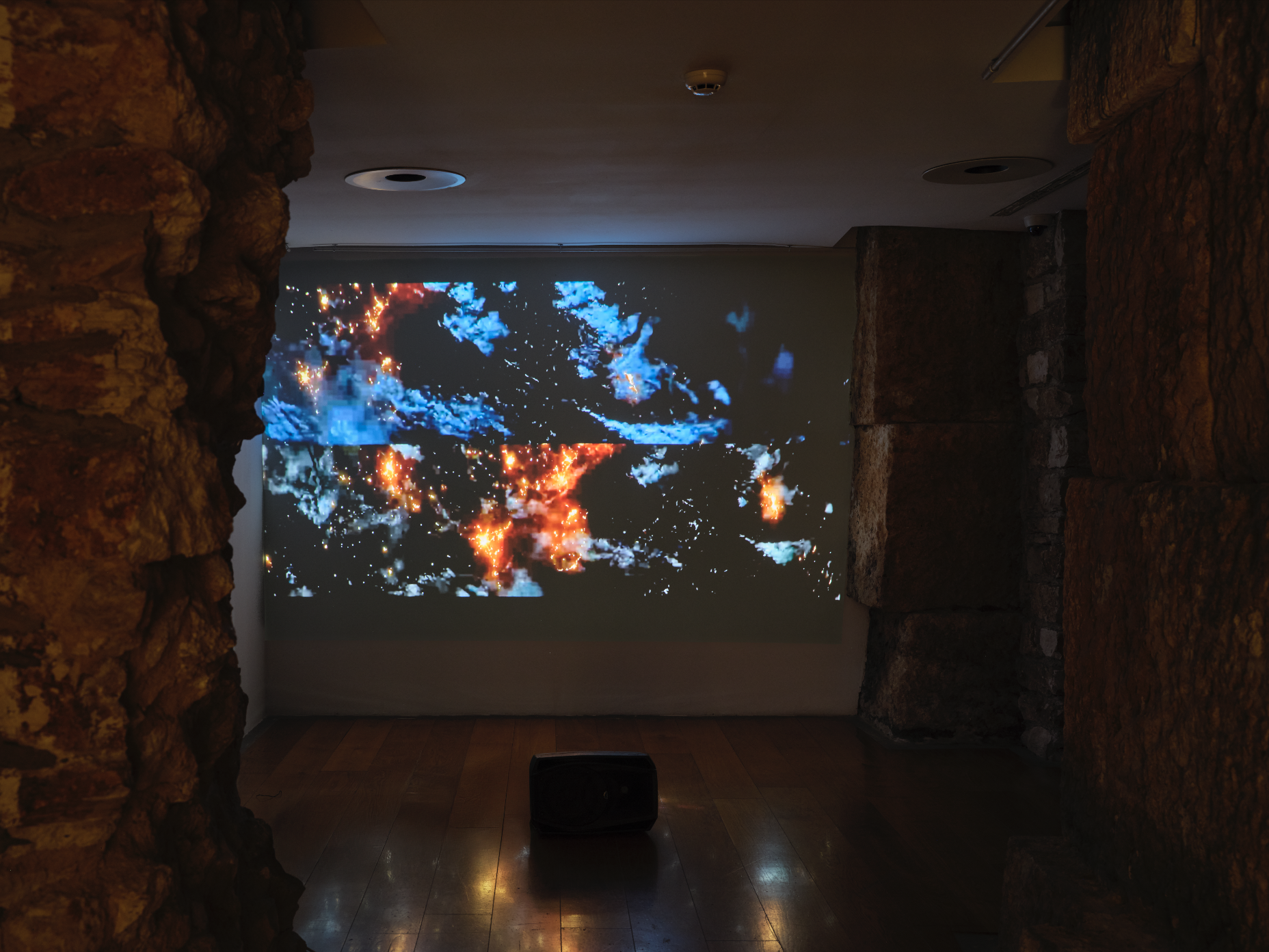 Installation view of Alice Bucknell's Staring at the Sun by Damir-Žižić. Installed at Galerija Amphiteatr, Pula for the 5th Industrial Art Biennial. 