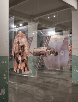 Installation view of Things to Come by Aleksandra Domanović by Damir Žižić. Installed at Bivša Trikotaža, Pula for the 5th Industrial Art Biennial. 