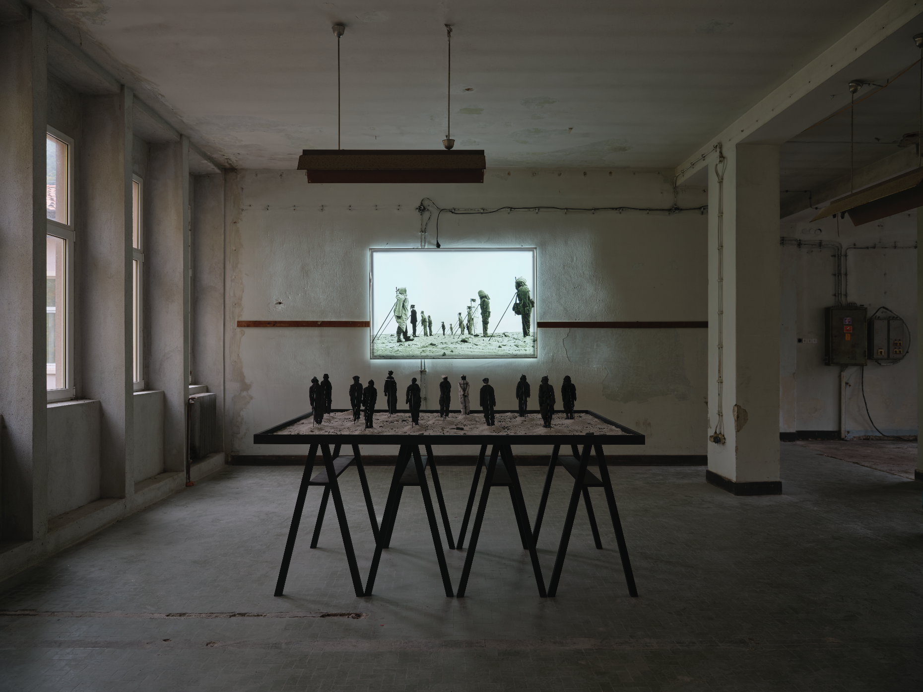 Installation view of Atom Elegy by Heba Y. Amin by Damir Žižić. Installed at Direkcija, Raša for the 5th Industrial Art Biennial. 